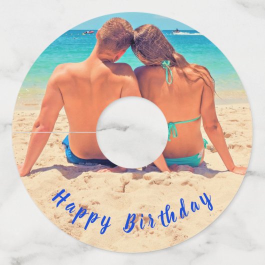 Aangepaste Uw Foto Wijnglas Labels met Tekst (Voorkant)