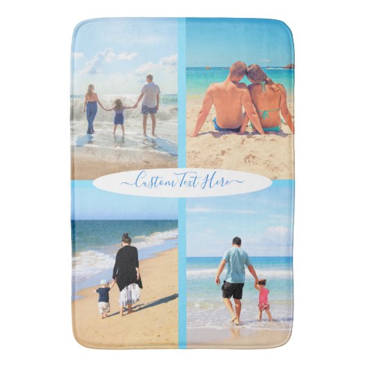 Aangepaste uw fotocollage badmat met tekst (Voorkant Verticaal)