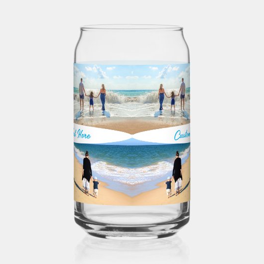 Aangepaste uw fotocollage en tekst gepersonaliseer blikvorm glas (Rechts)