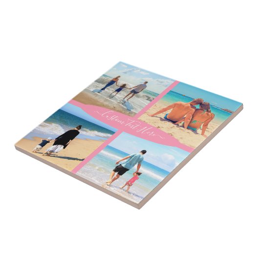 Aangepaste uw fotocollage keramische Tegel met tek Tegeltje (Zijkant)