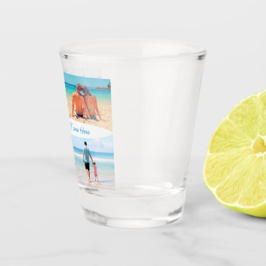 Aangepaste uw fotocollage Shot Glass met tekst Shot Glas (Rechts)