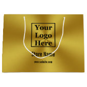 Aangepaste Uw Logo Hier op Brushed Gold Look Groot Cadeauzakje (Voorkant)