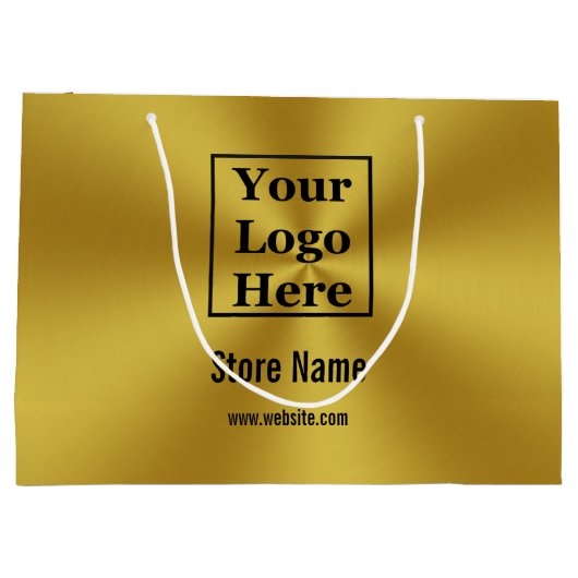 Aangepaste Uw Logo Hier op Brushed Gold Look Groot Cadeauzakje (Achterkant)