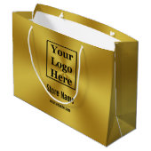 Aangepaste Uw Logo Hier op Brushed Gold Look Groot Cadeauzakje (Achterkant Gekanteld)