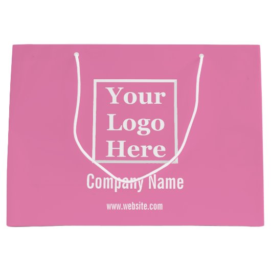 Aangepaste Uw Logo Hier op Roze Groot Cadeauzakje (Voorkant)
