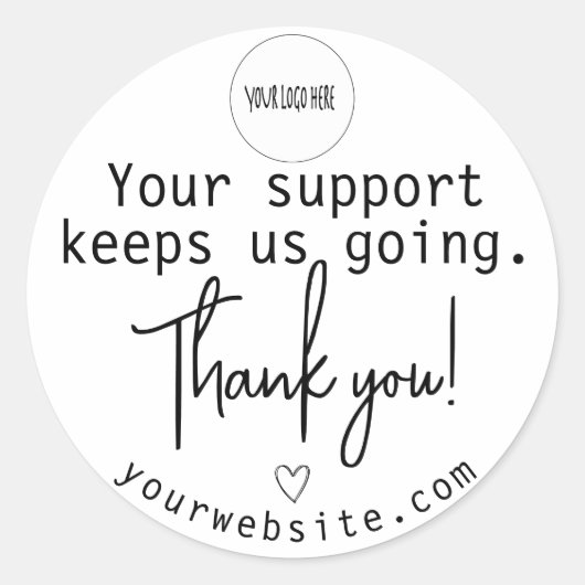 Aangepaste uw ondersteuning houdt ons gaande dank ronde sticker (Voorkant)