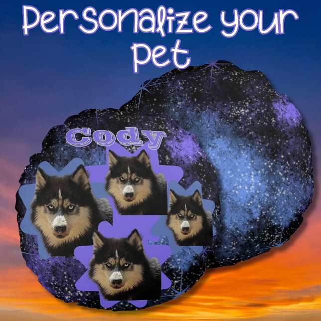Aangepaste Uw Pet Loved One Stars 90's  Rond Kussen (Creator heeft geüpload)