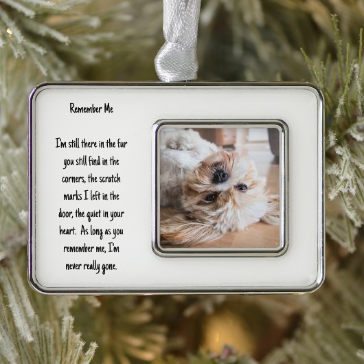 Aangepaste Uw Pet's Memorial Foto & Oprechte Verze Verzilverd Omlijst Ornament