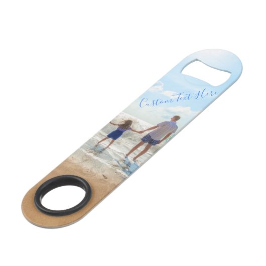 Aangepaste uw Photo Bar Key Gift met Tekstnaam Speed Flessenopener (Achterkant Gekanteld)
