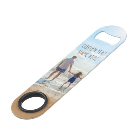 Aangepaste uw Photo Bar Key Gift met Tekstnaam Speed Flessenopener (Achterkant Gekanteld)
