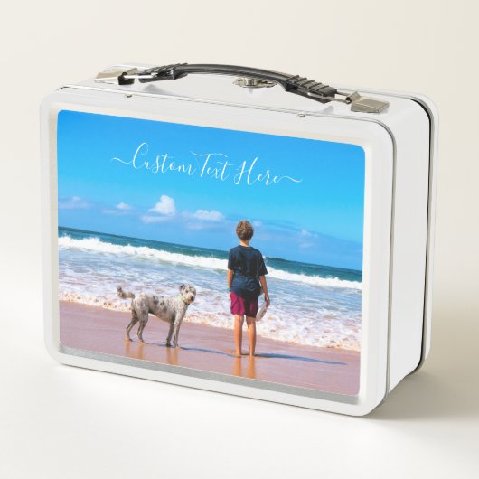 Aangepaste uw Photo Metal Lunch Box met tekst (Achterkant)