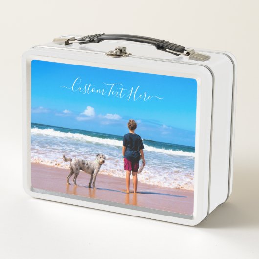 Aangepaste uw Photo Metal Lunch Box met tekst (Voorkant)