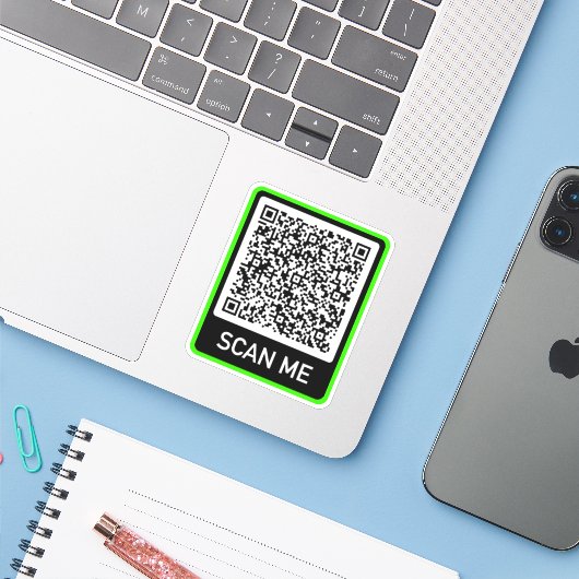 Aangepaste uw QR-code Bumpersticker Sjabloon Sticker (Laptop met iPhone)