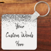 Aangepaste uw woorden hier wit & zilver gepersonal sleutelhanger (Achterkant)