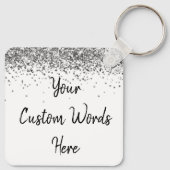 Aangepaste uw woorden hier wit & zilver gepersonal sleutelhanger (Achterkant)