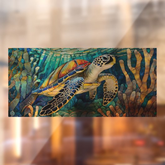 Aangepaste V2 Tropisch Zee schildpad Glas in lood Raamsticker (Vel 2)