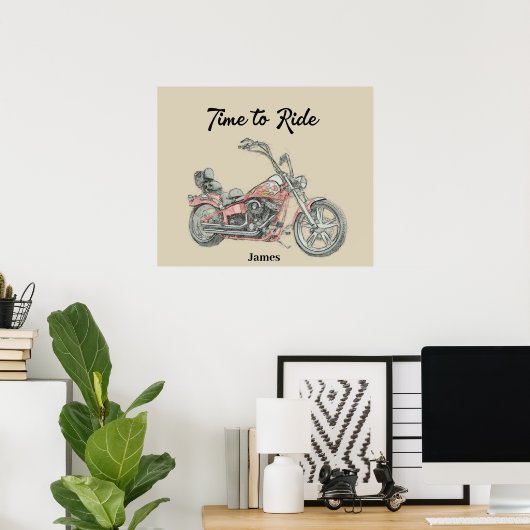 Aangepaste V-motorfiets met dubbele Bobber Poster (Thuiskantoor)