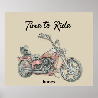 Aangepaste V-motorfiets met dubbele Bobber Poster