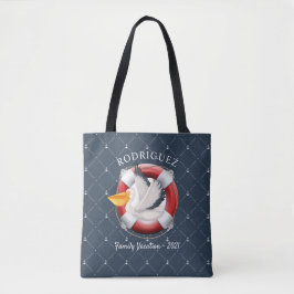 Aangepaste vaccinatie van de Nautical Pelican Fami Tote Bag