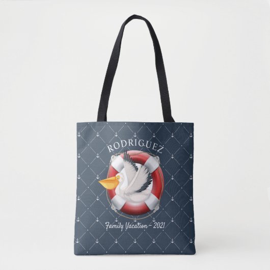 Aangepaste vaccinatie van de Nautical Pelican Fami Tote Bag (Voorkant)