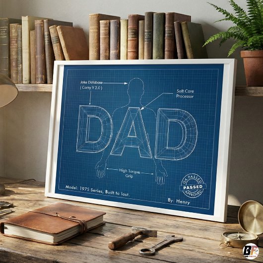 Aangepaste Vader Blueprint Poster - Grappige "Gebo