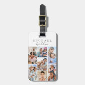 Aangepaste vader foto collage naam bagagelabel (Voorkant verticaal)