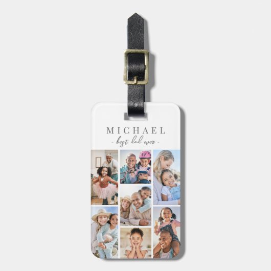 Aangepaste vader foto collage naam bagagelabel (Voorkant verticaal)