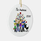 Aangepaste vader, mam, jongen, meisje, zwarte hond keramisch ornament (Rechts)