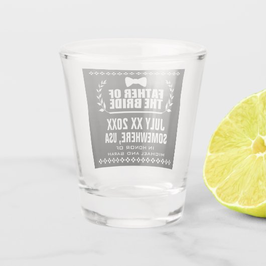 Aangepaste vader van de bride shot glas (Achterkant)