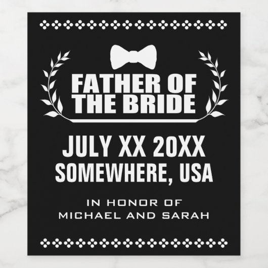 Aangepaste vader van de bride wijn etiket (Enkel label)