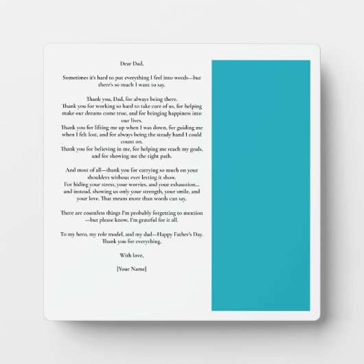 Aangepaste Vaderdag Bericht Foto Fotoplaat (Voorkant)