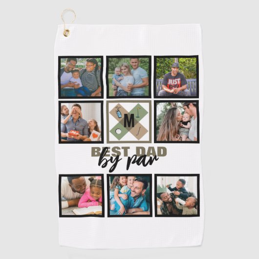 Aangepaste vaderdag Beste vader van foto's van fot Golfhanddoek (Voorkant)