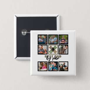 Aangepaste vaderdag Beste vader van foto's van fot Vierkante Button 5,1 Cm