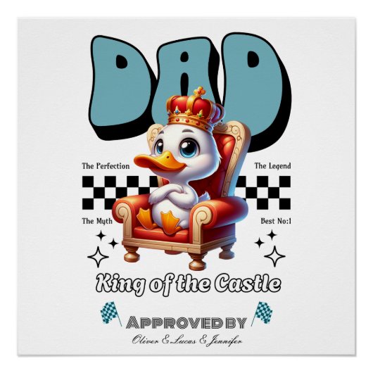 Aangepaste vaderdag cadeau, papa eend perfect poster (Voorkant)
