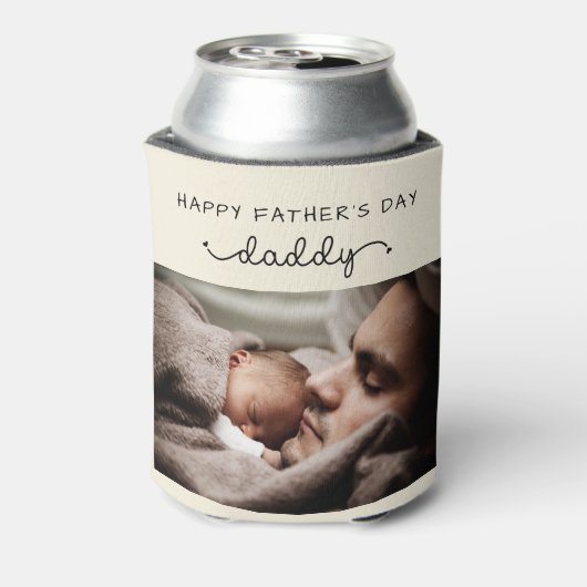 Aangepaste Vaderdag Cute Minimal Photo Blikjeskoeler (Blikje Achterkant)