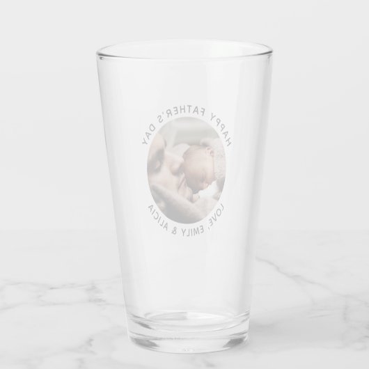 Aangepaste Vaderdag Cute Minimal Photo Glas (Achterkant)