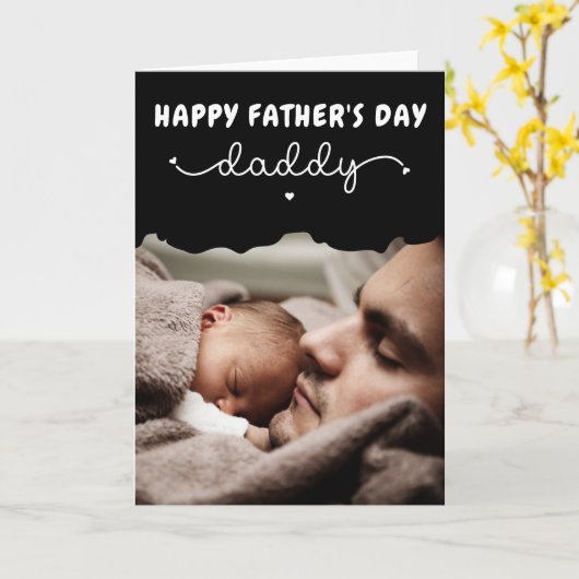 Aangepaste Vaderdag Cute Minimal Photo Kaart (Gele Bloem)