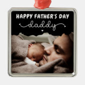 Aangepaste Vaderdag Cute Minimal Photo Metalen Ornament (Voorkant)