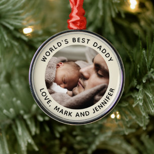 Aangepaste Vaderdag Cute Minimal Photo Metalen Ornament