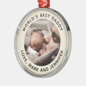 Aangepaste Vaderdag Cute Minimal Photo Metalen Ornament (Links)