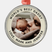 Aangepaste Vaderdag Cute Minimal Photo Metalen Ornament (Voorkant)