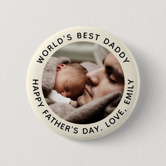 Aangepaste Vaderdag Cute Minimal Photo Ronde Button 5,7 Cm (Voorkant)