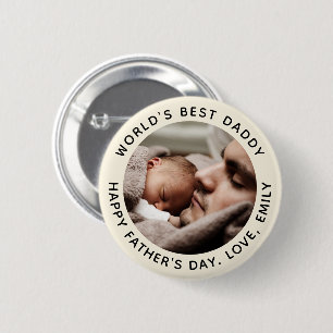 Aangepaste Vaderdag Cute Minimal Photo Ronde Button 5,7 Cm
