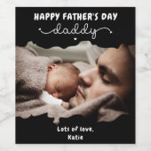 Aangepaste Vaderdag Cute Minimal Photo Wijn Etiket (Enkel label)