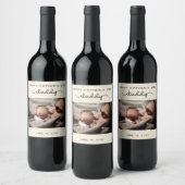 Aangepaste Vaderdag Cute Minimal Photo Wijn Etiket (Flessen)