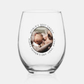 Aangepaste Vaderdag Cute Minimal Photo Wijnglas Zonder Voet (Voorkant)