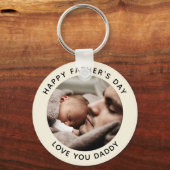 Aangepaste Vaderdag Cute Minimalist Photo Sleutelh Sleutelhanger (Voorkant)