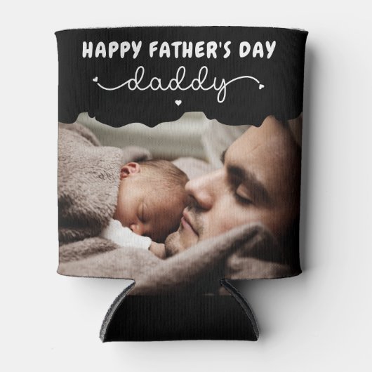 Aangepaste Vaderdag Cute Minimalistische Foto Blikjeskoeler (Voorkant)