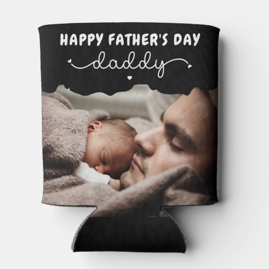 Aangepaste Vaderdag Cute Minimalistische Foto Blikjeskoeler (Achterkant)