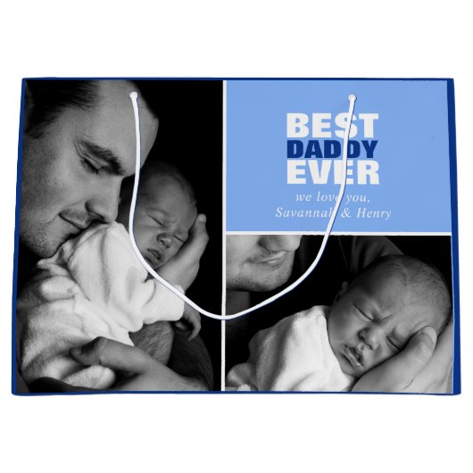 Aangepaste Vaderdag Foto Beste papa ooit Groot Cadeauzakje (Voorkant)